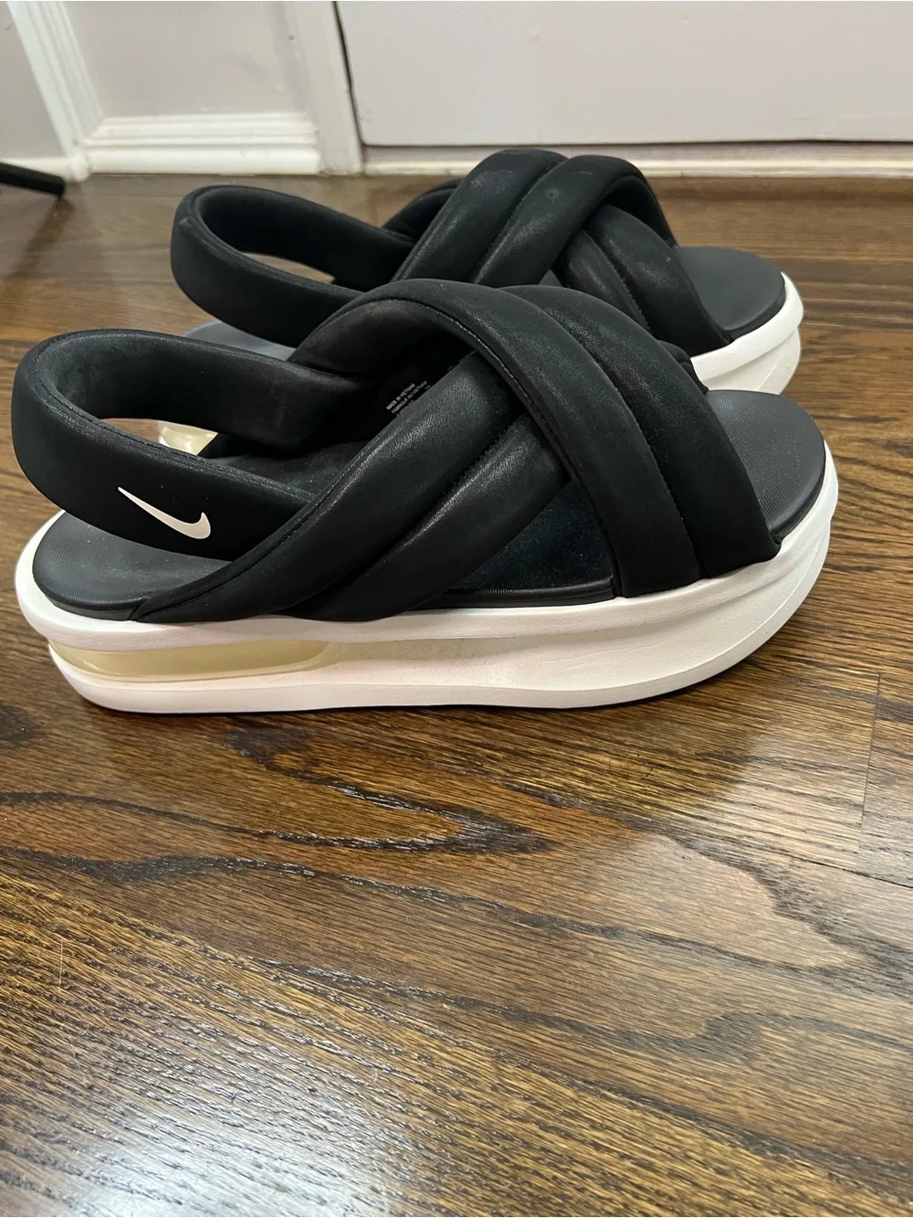 Nike Black and White Crisscross Platform Slide Sandals